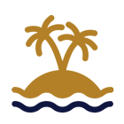Retirement planning icon depicting an island with two palm trees